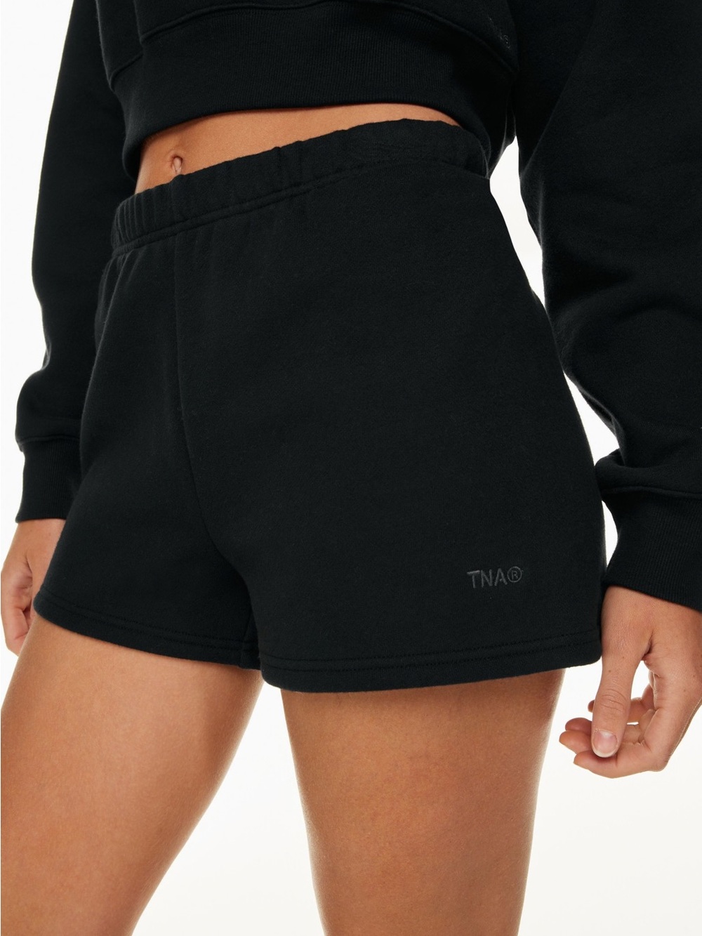 Aritzia TNA Cozy Sweatfleece Perfect Hi-Rise mini short